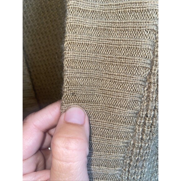 Michael KORS Women Long Knit Cardigan Wool Granny Pockets Camel Large Preppy - Picture 10 of 10
